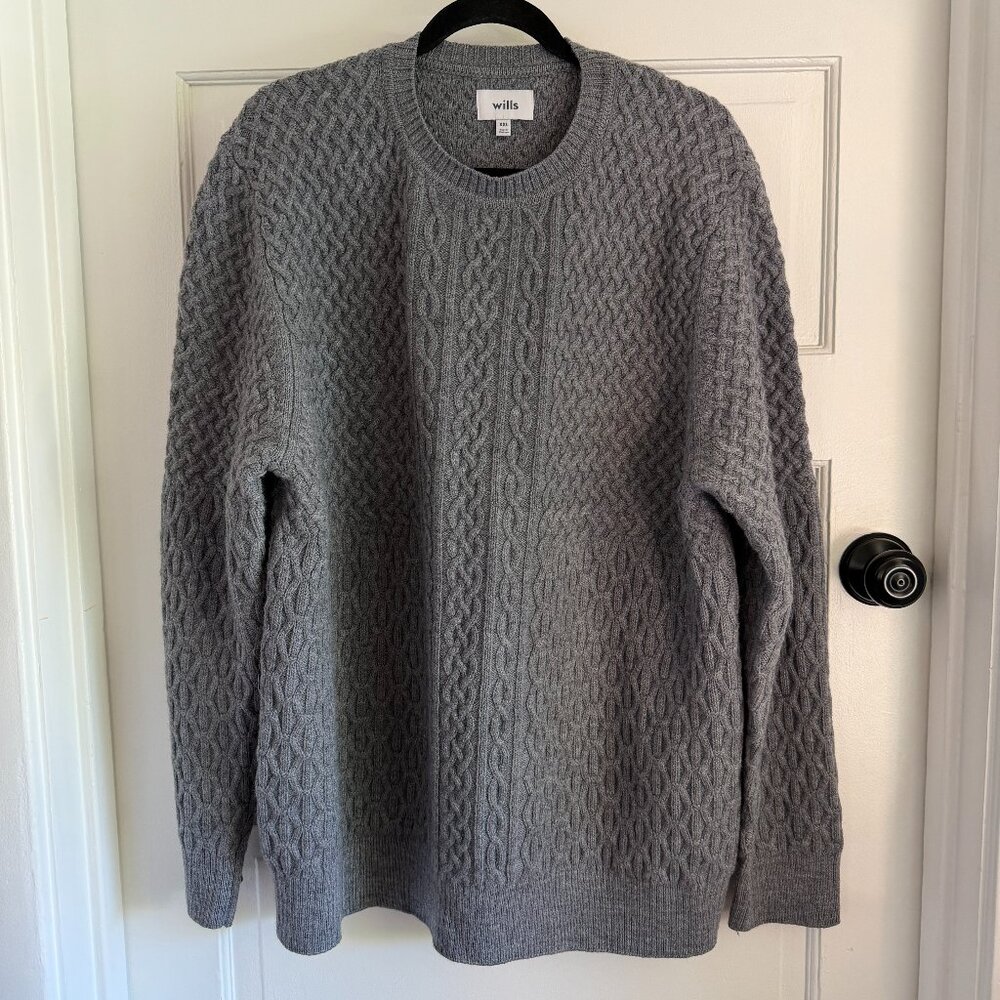 Wills Cable Knit Sweater Grey